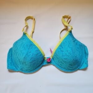 Fruit of The Loom Bra Vintage 95022 Neon Colors Floral Lace Y2K Size 36C